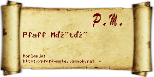Pfaff Máté névjegykártya