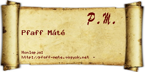 Pfaff Máté névjegykártya
